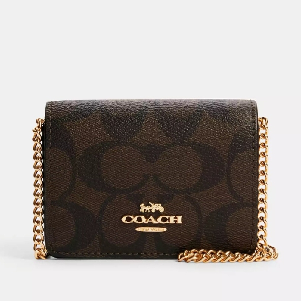 NWT Cute Mini Coach Brown/Black and Gold Women's Bag/ Wallet
